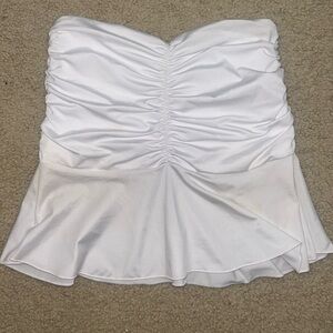 White Ruched Mini Skirt